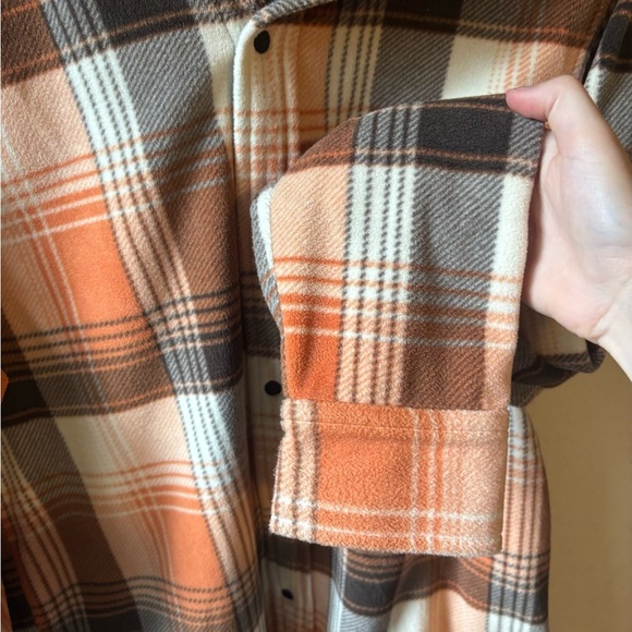 Arizona Jean Company Orange and White Casual Button Flannel - Picture 8 of 9